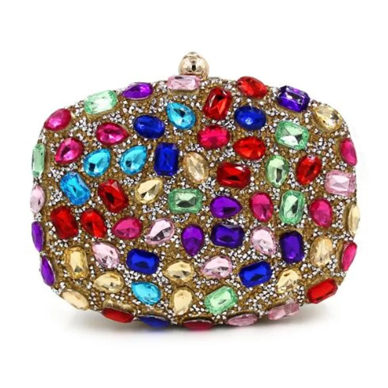 New 2017 Women Clutch Evening Bags Ladies Party Crysta Purses Female Rainbow Color Multi
