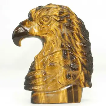 

2.5" Eagle Statue Natural Gemstone Yellow Tiger Eye Carved Crystal Healing Figurine Home Decor