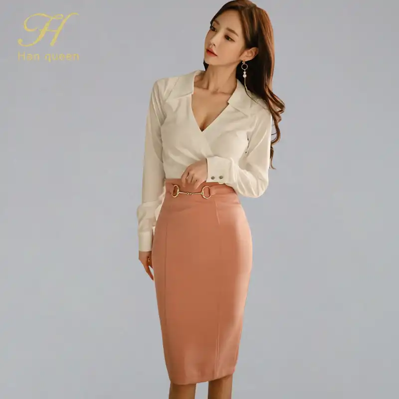 white shirt with pencil skirt