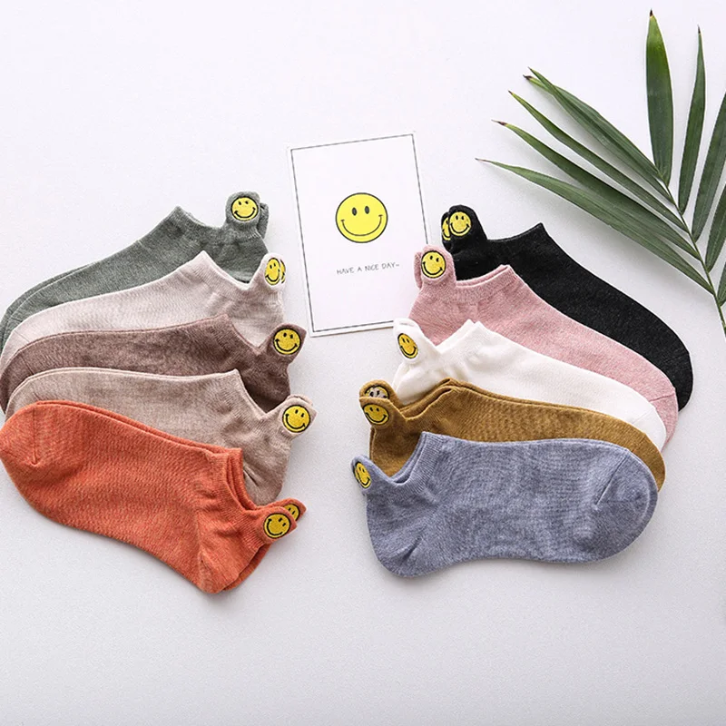 

Hot Spring and Summer Korean Uulzzang Socks Female Tide Ins Shallow Mouth Socks Cartoon Heel Embroidery Calcetines Slipper Socks
