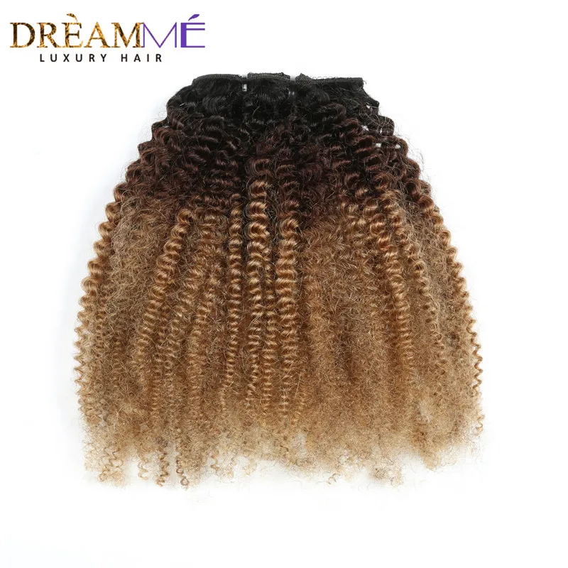 

1B 4 27 Ombre Color 4B/4C Afro Kinky Curly Weave Bundle Mongolian Human Hair Only 1 Bundle Extension Dreamme Remy Hair