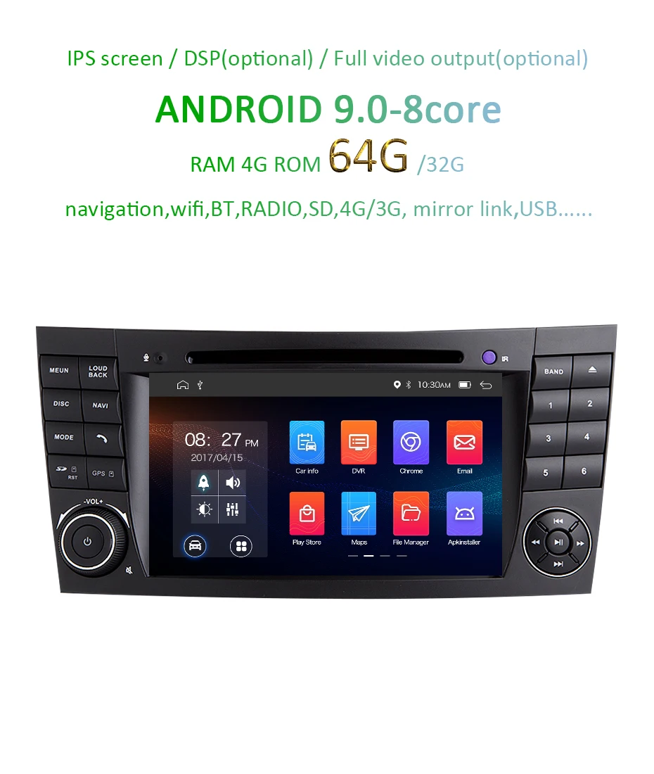 Cheap Android 9.0 DSP IPS 64G Car Radio GPS For Mercedes Benz E-class W211 E200 E220 E300 E350 E240 E270 E280 CLS CLASS W219 2 DIN DVD 2