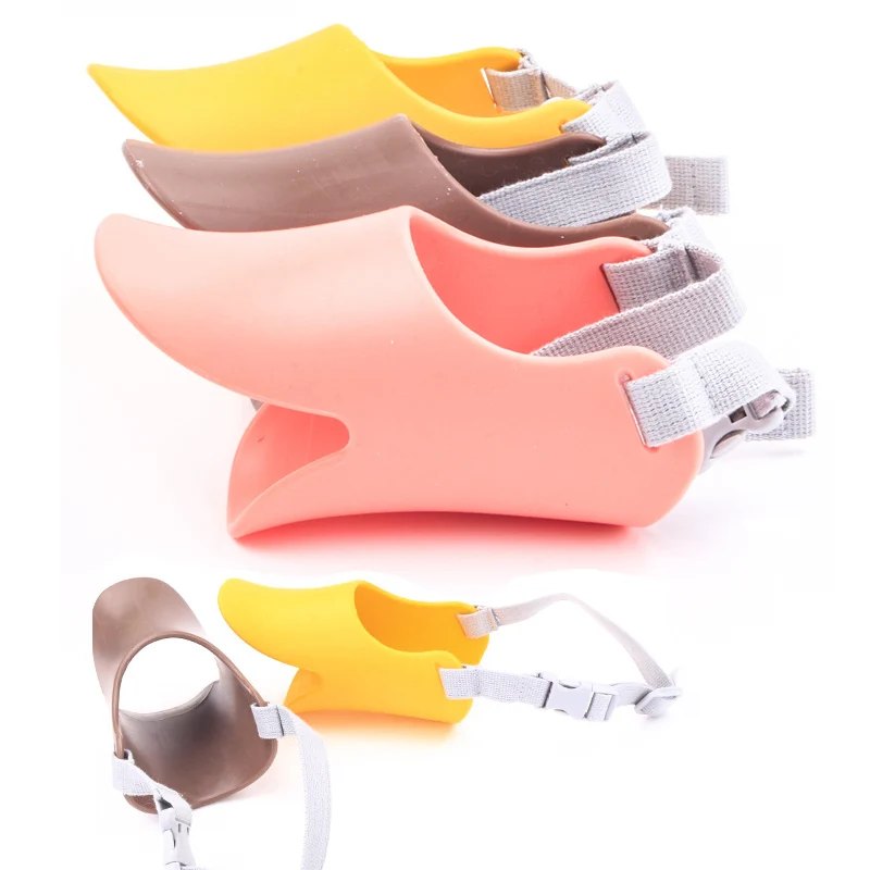 VUGSUCE Duckbill Pet Dog Muzzle Silica Gel Anti-Bite Chew Safety for Small Medium Dogs Adjustable Mouthpiece Soft Muzzles Cloak