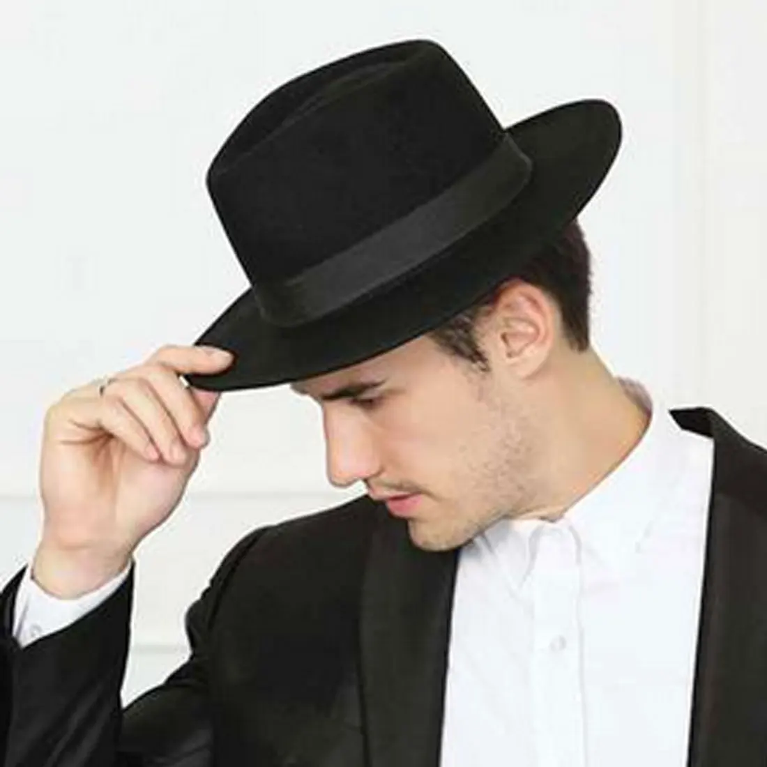 Mens//Womens Vintage Structured Stain-Resistant Wool Blend Fedora Hat