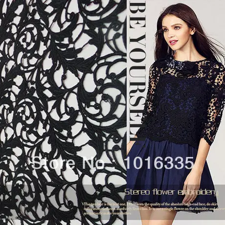 

2014 Heavy water soluble lace chiffon disk flowers Color stereoscopic flower lace fabric for dress