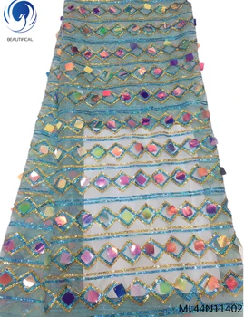 

BEAUTIFICAL african mesh lace fabric with sequin african sequin net lace fabric 2019 new arrival free shipping ML44N114