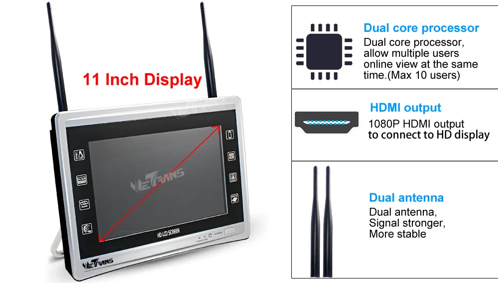Беспроводная система видеонаблюдения Wheezan Домашняя безопасность 4CH HD 1080P ночное видение цельный дисплей NVR Wi-Fi комплект видеонаблюдения