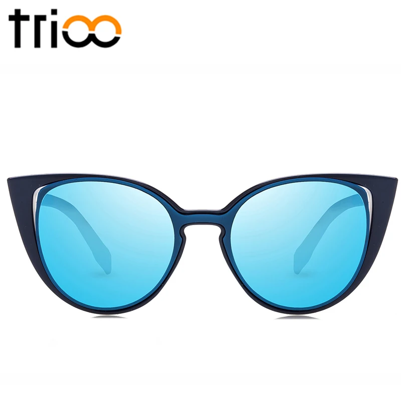 Роскошные фирменные солнцезащитные очки TRIOO в оправе женские шикарные кошачий