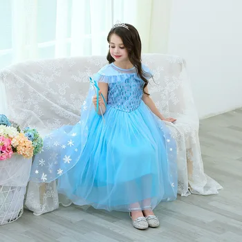 

Girls Blue Elsa Princess Cosplay Costume with Cape Elsa Dress Elsa Cosplay Costume Birthday Gift Party Carnival Fancy Costume