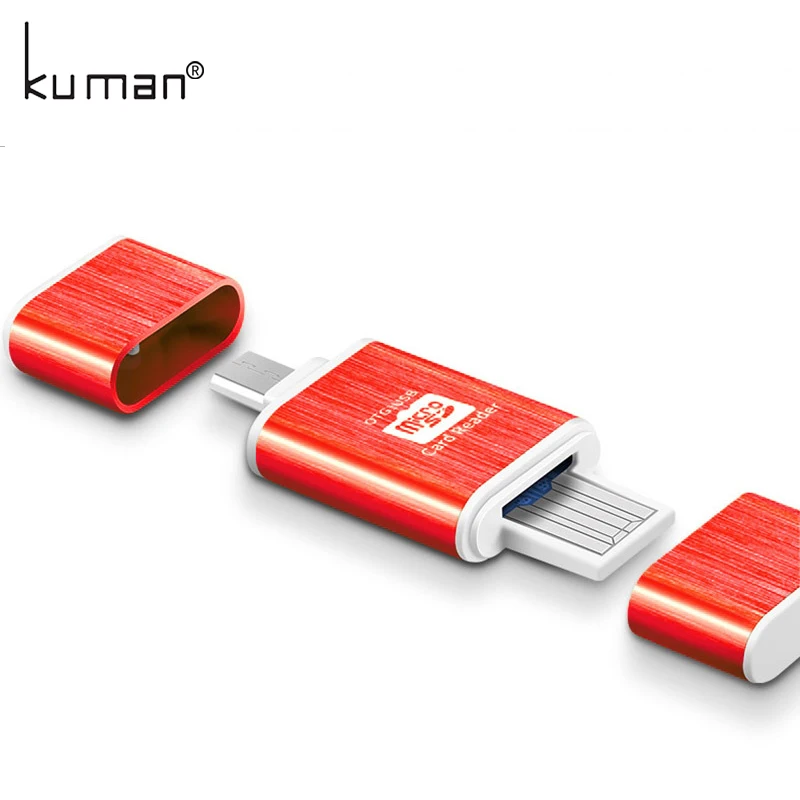 Kuman 2,0 OTG кард-ридер USB MicroUSB интерфейс с Micro SD TF слот для карты Y207 флэш-карта памяти ридер для мобильного телефона ПК