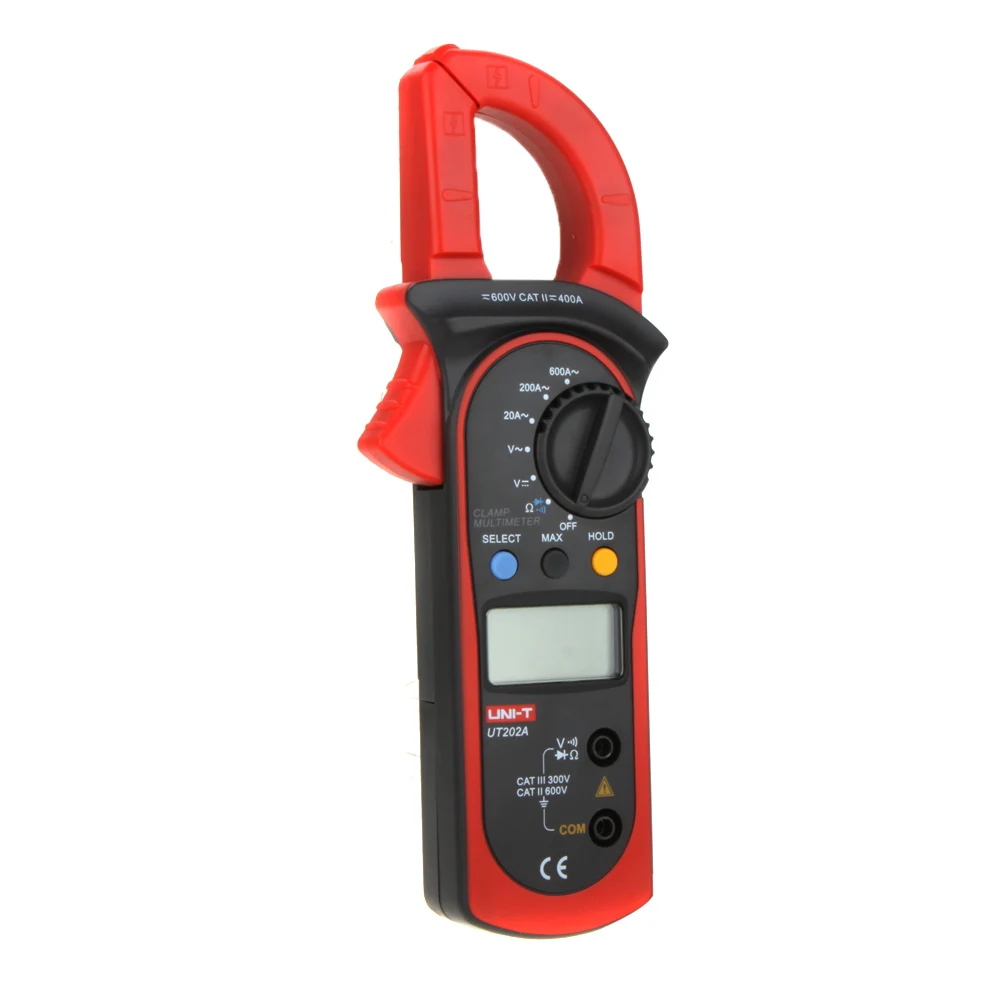 

UNI-T UT202A Data Hold 600A DC/AC Voltage AC Current Resistance Digital Clamp Meters W/ MAX & MIN Mode
