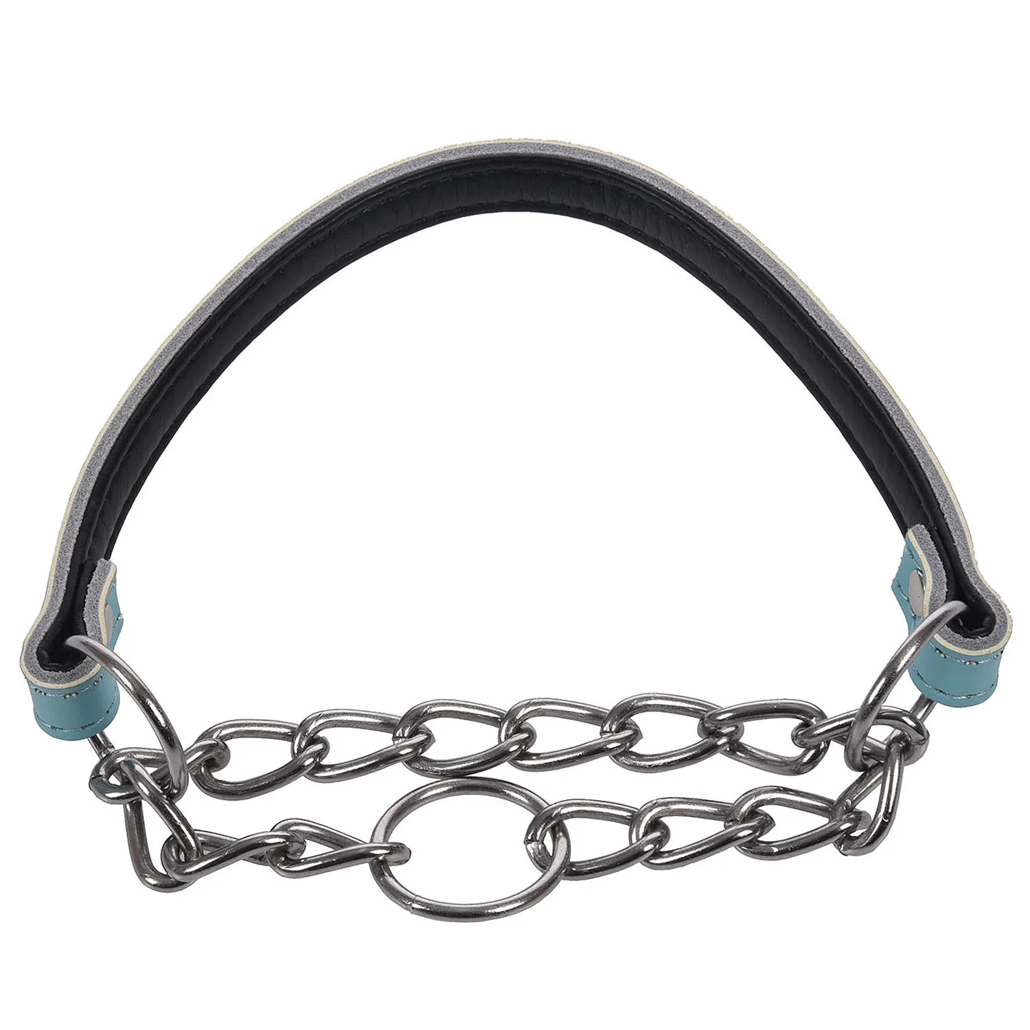 IALJ Top Leather Padded Training Martingale Choke Chain Dog Collar for