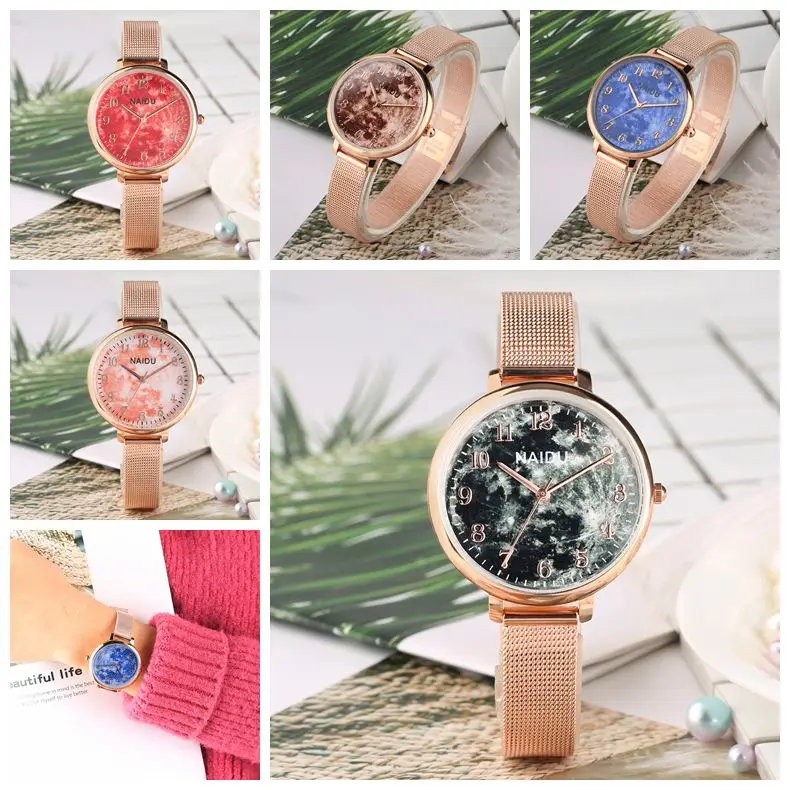 Women's Elegant Watch Delicate Stainless Steel Watch Band Pink Quartz