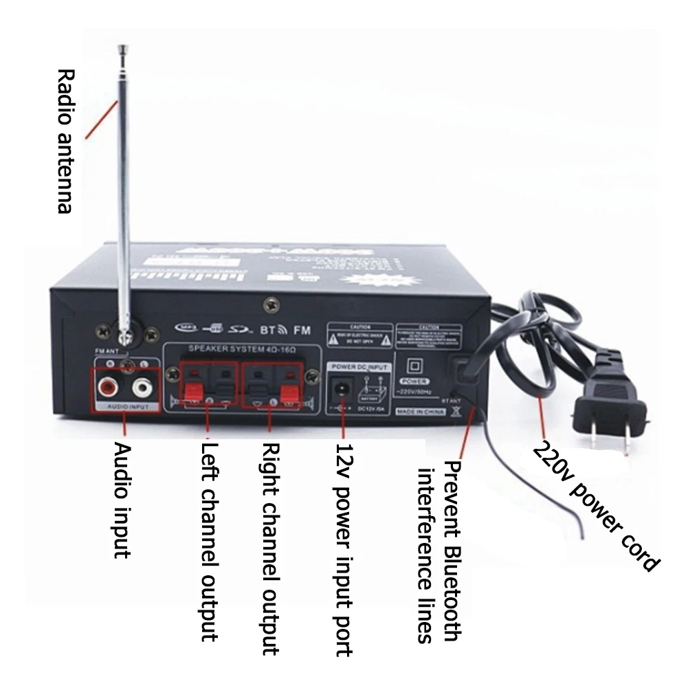 12 В/220 В BT-298A 2CH ЖК-дисплей цифровой HIFI аудио стерео усилитель мощности bluetooth FM радио Автомобильный дом 600 Вт с пультом дистанционного управления