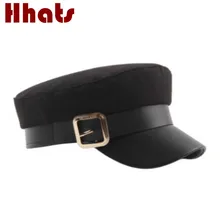 Одноцветное военная шляпа для Для женщин хлопок PU с плоским верхом Женская бейсбольная кепка лоскутные модные темно-головной убор моряка Искусственная Кожа Армии Bone