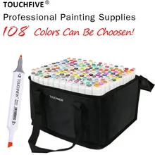 TOUCHFIVE 108 цветов набор художественных маркеров Кисть ручка для эскизов спиртовой основе маркеры двойная голова манга Рисование ручки художественные принадлежности