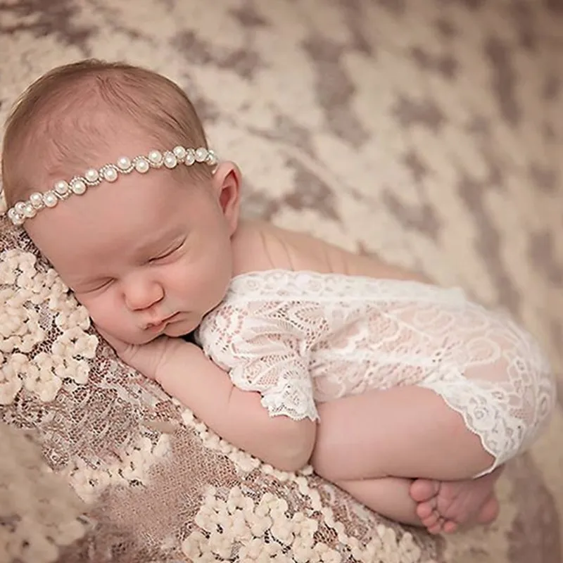 Newborn Baby Lace Romper Photography Prop Clothes Girl Photo Rompers Vintage Cute White | Детская одежда и обувь