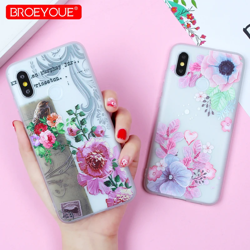

Silicone Soft Case For Xiaomi Redmi 4X 4A Note 4X Note 5A 6 Pro S2 Cases For Xiaomi 8 SE 5X Mi A1 TPU 3D Relief Flowers Cover