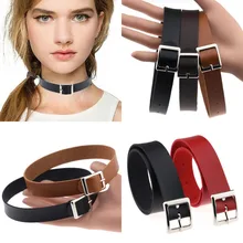 В стиле панк, готический цепочка для Колье Шпилька металлическая пряжка воротник ожерелье из искусственной кожи Harajuku гранж Funky Torques Аниме Ожерелье