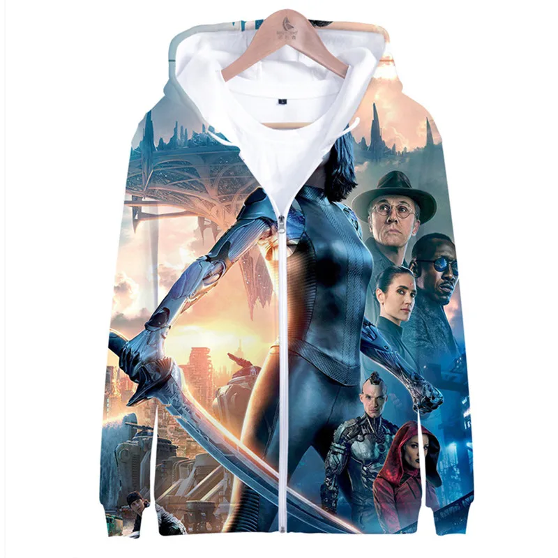 

2019 hot search movie Alita Battle Angel Alita Fighting Angel 3D Digital Zip Sweater Women's Jacket