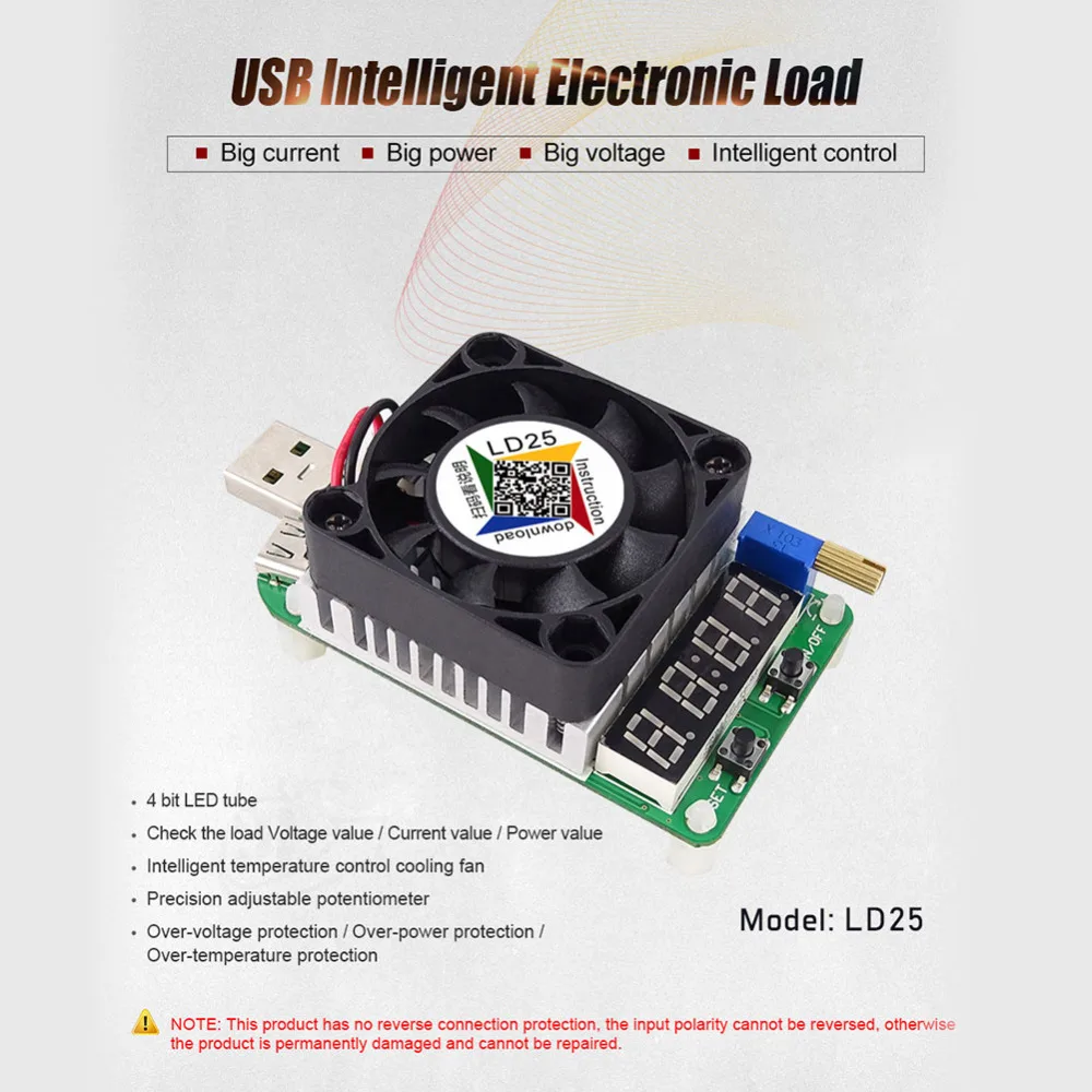 

LD25 LD35 Electronic Load resistor USB Interface Discharge battery test LED display fan adjustable current voltage USB/Type-C