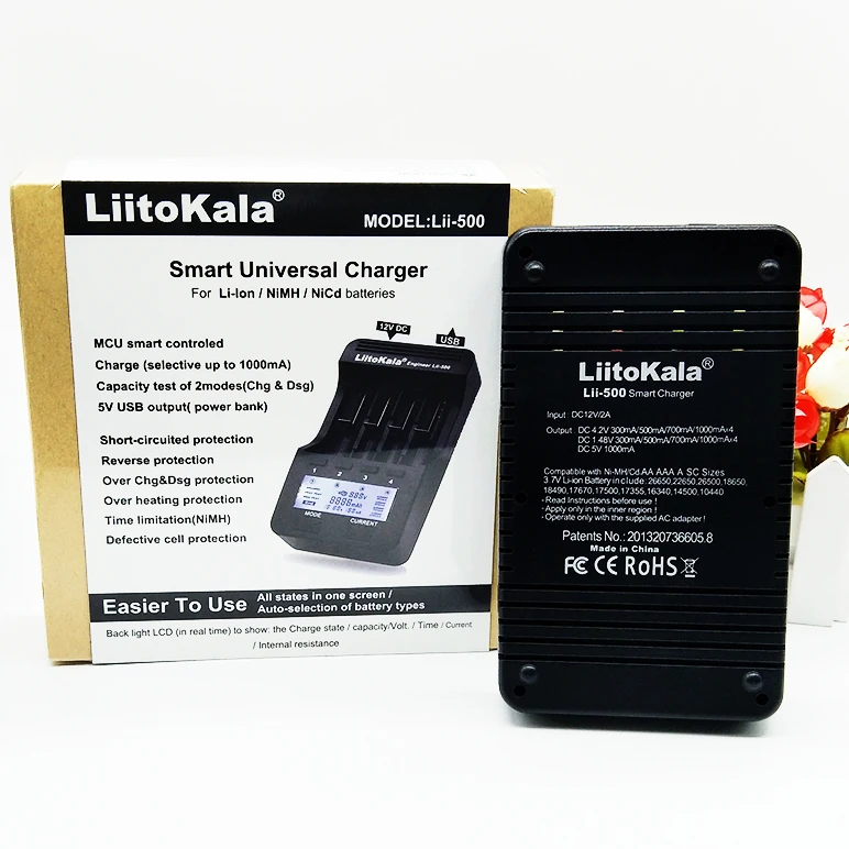 Умное устройство для зарядки никель-металлогидридных аккумуляторов от компании Liitokala lii-500 ЖК-дисплей 3,7 V/1,2 V 18500/26650/16340/14500/10440/18650 Батарея Зарядное устройство lii500 Зарядное устройство