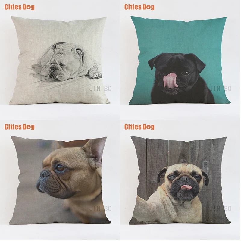18/'/' Nordic style Pug Cushion Cover 45 x 45 Hug Pug