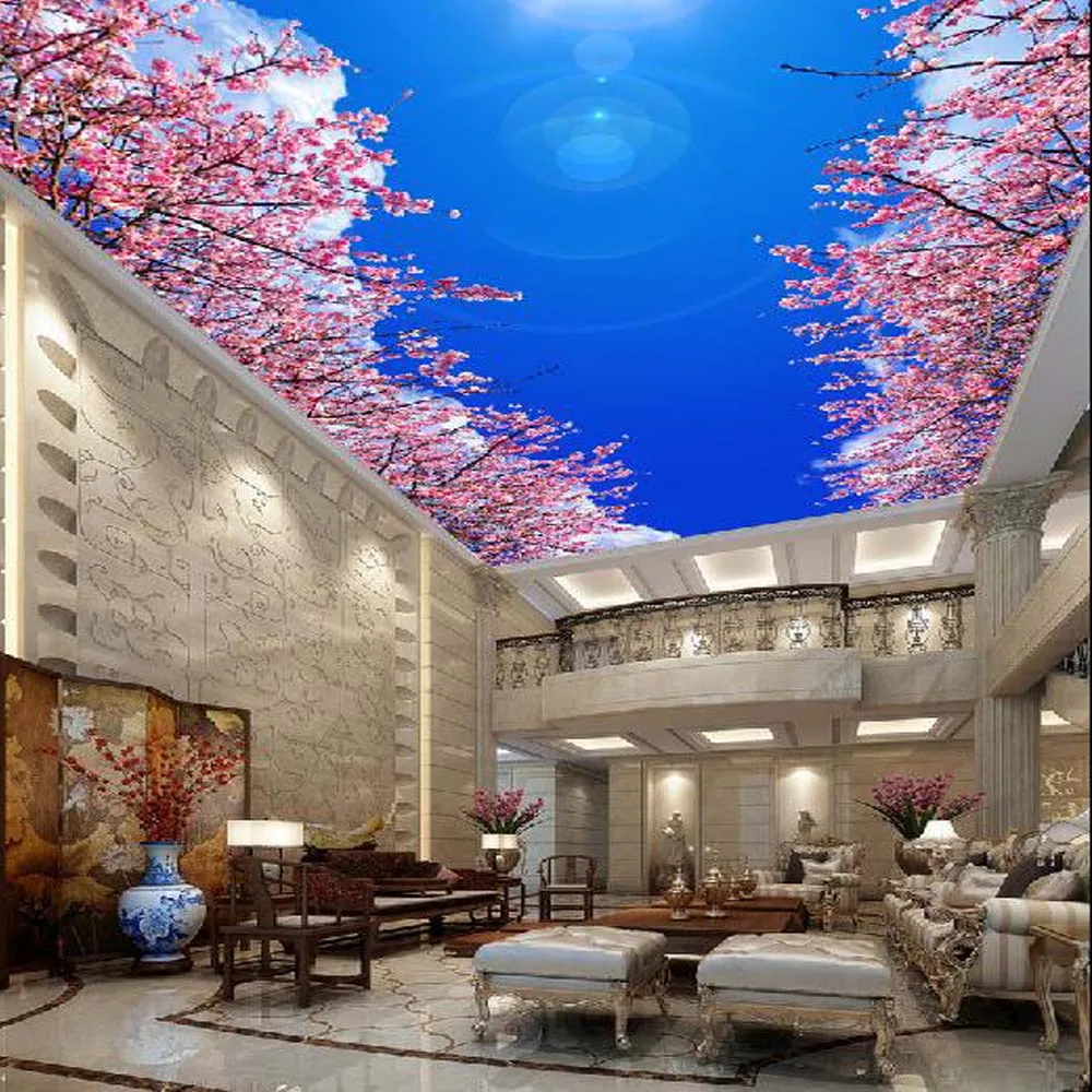 Blue Sky Clouds flower Ceiling Wallpaper Mural Wallpapers for Ceilings