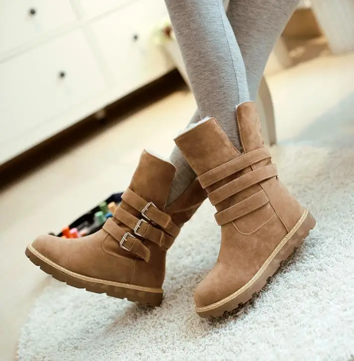 COVOYYAR/зимние женские ботинки г., двухносные теплые зимние ботинки из флока на меху модные удобные пряжки для женской обуви на платформе WBS617