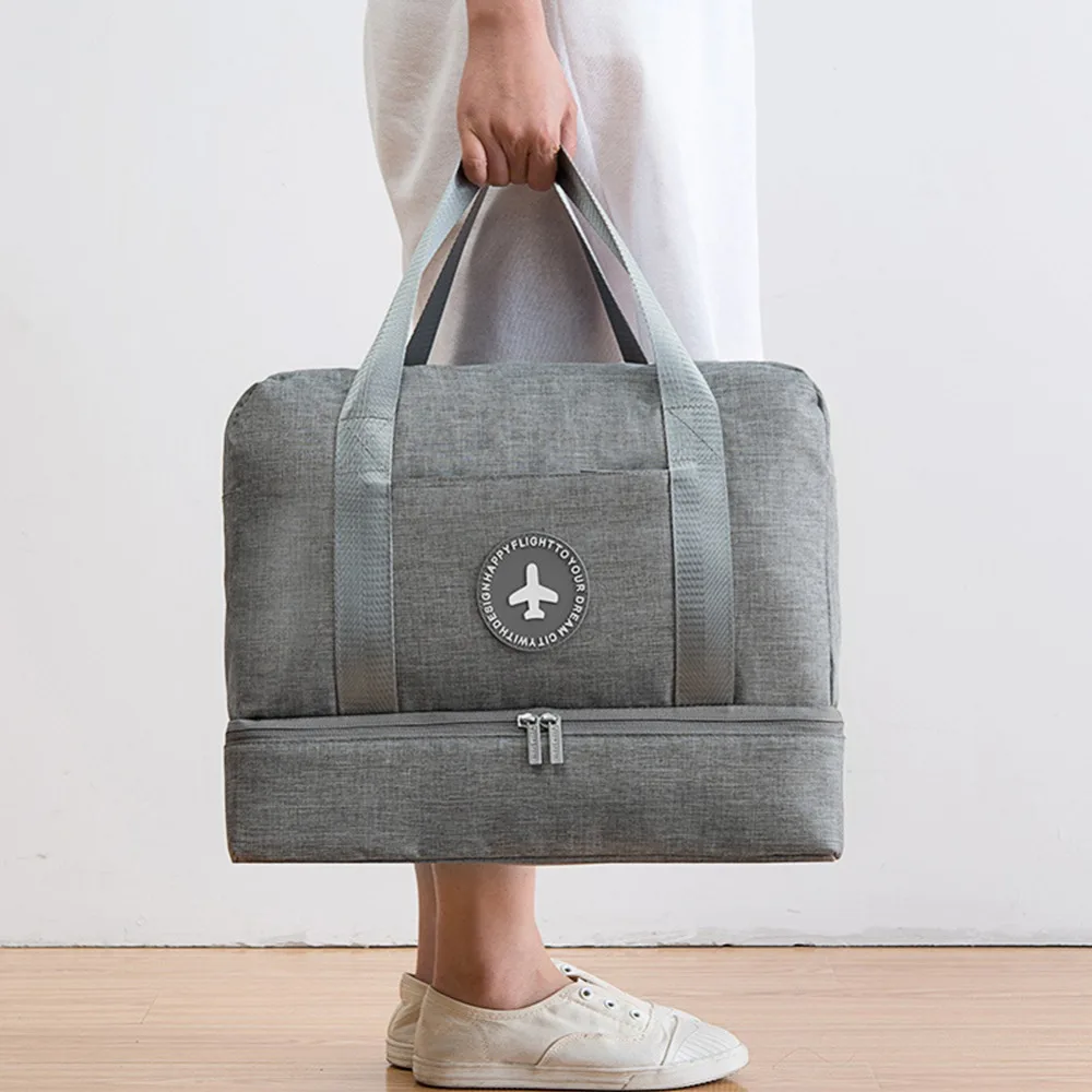 

Waterproof Travel Bag Men New Cationic Fabric Large Capacity Double Layer Business Trip Bag Women Nylon Folding Bag