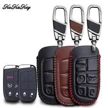 KUKAKEY Genuine Leather Car Key Case For Jeep Wrangler Patriot Grand Cherokee Compass Liberty 2&5Button Key Fob Holder Keyring