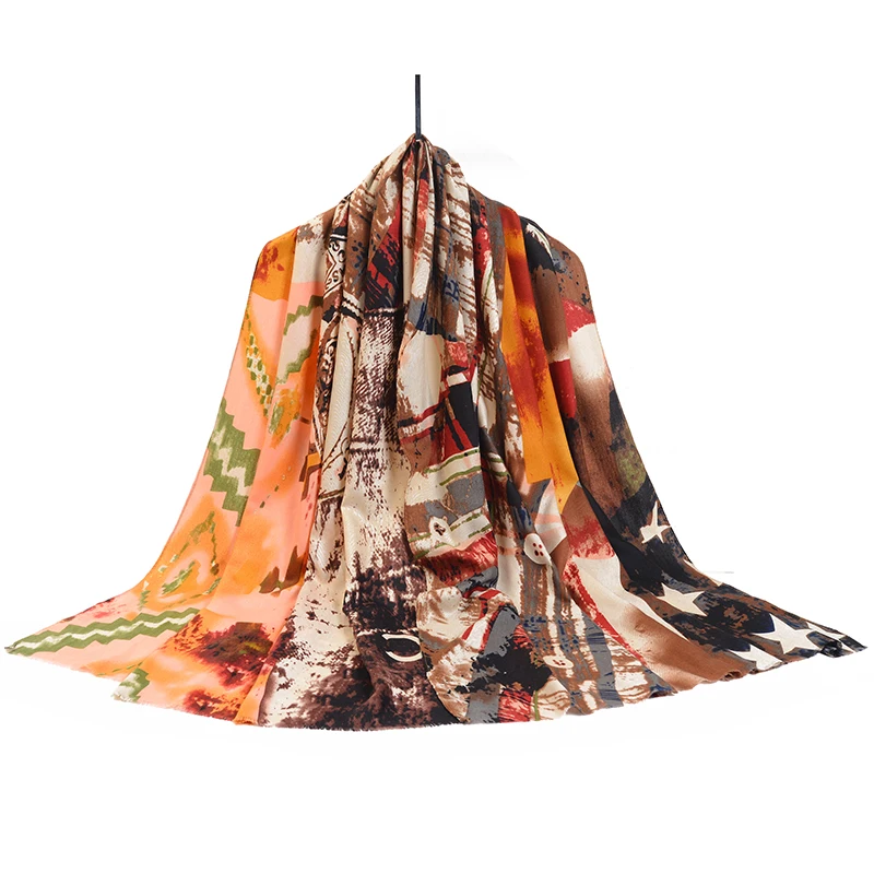

Winter scarf fashion brand echarpe clothing accessories print colorful cotton scarf women high quality hijab 185cm * 90cm SF19