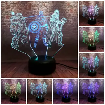 

Avengers Endgame Figure 3D NightLight LED 7 Mixed Colors Changing Light Marvel Thor Captain America Iron Man Figure Toys