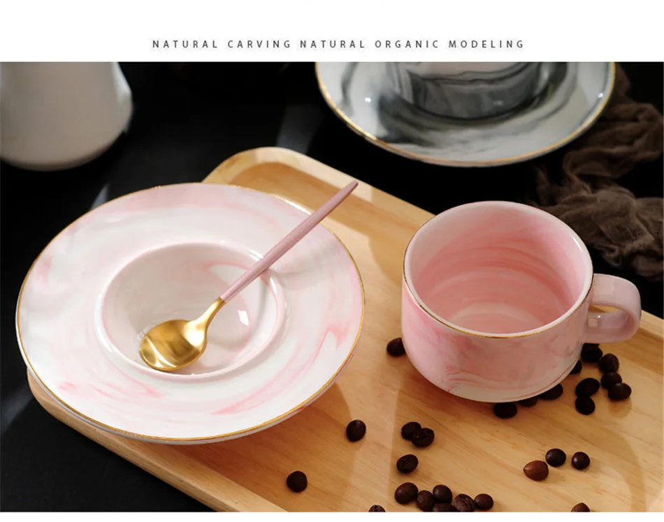 Marbled Ceramic Mug Creative Gold Plating  Milk Coffee Tea Breakfast Porcelain Golden Cup MRS MR Couple Gift Wedding Decor 220ml (11)