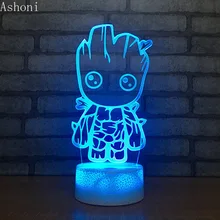 Cute Groot 3D Table Lamp Novelty LED Night light Home Decor 7 Color Change Night Light Kids Gifts wedding decor i love you heart 3d optical illusion mood light 7 colors change luminaria lava lamp kids night light novelty gifts