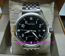 47mm big pilot PARNIS Black dial Automatic Self-Wind movement Auto Date men watches luminous Mechanical watches df71A