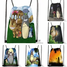 Пользовательские Мой сосед Тоторо походная сумка на шнурке милый рюкзак дети ранец(черная спина) 31x40 см#180531-04-32