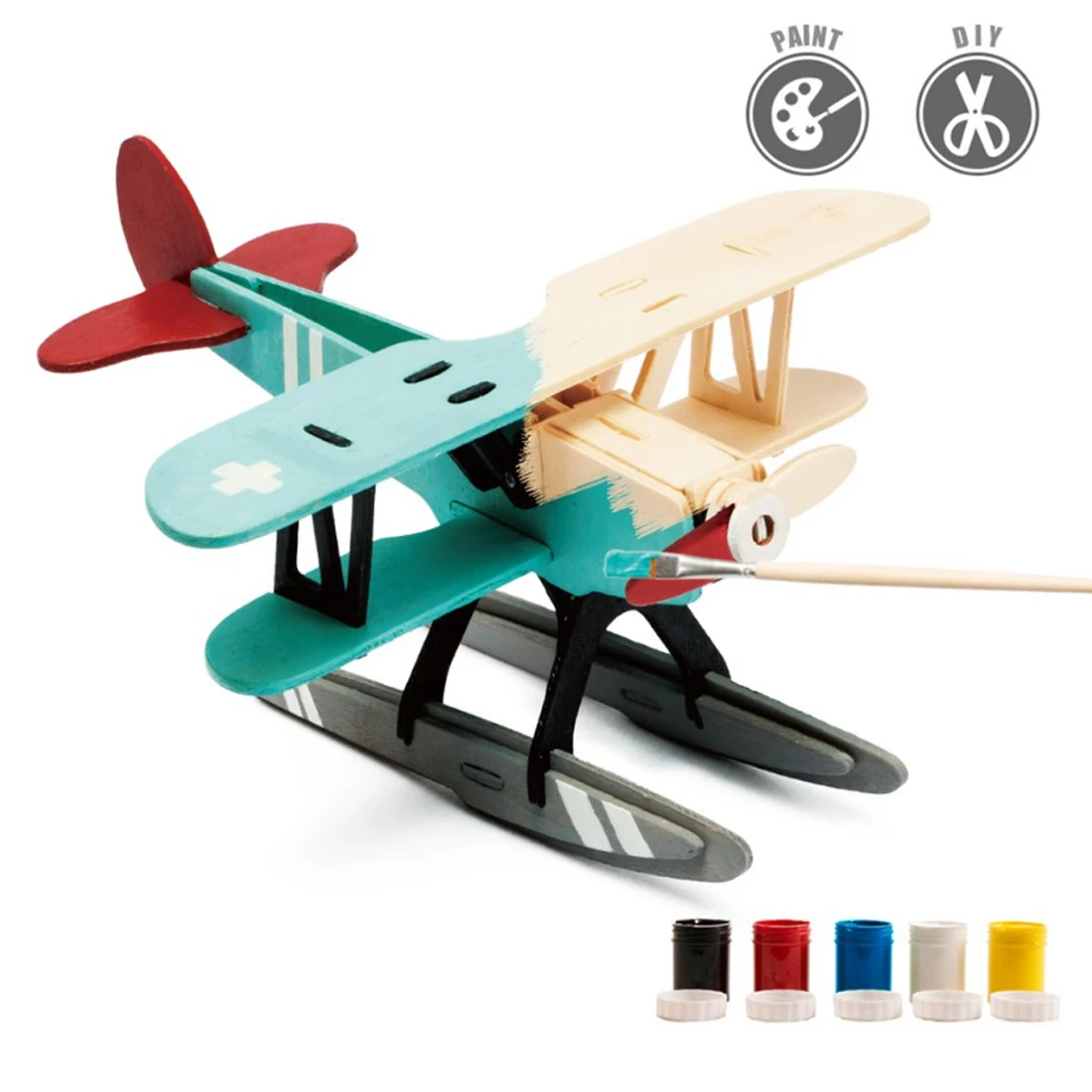 

Rowsfire Hydroplane Shape 3D Painting Puzzle DIY Assemble Stem Toys with 5-color Pigment