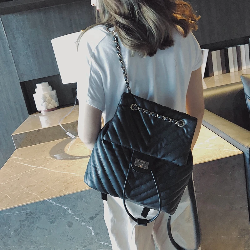 ETAILL 2018 moda clásica de diseñador a cuadros de mujer Mochila De Cuero PU acolchado niñas Casual Mochila de viaje mochilas escolares Mochila ETAILL 2018 moda clásica de diseñador a cuadros de mujer Mochila De Cuero PU acolchado niñas Casual Mochila de viaje mochilas escolares Mochila
