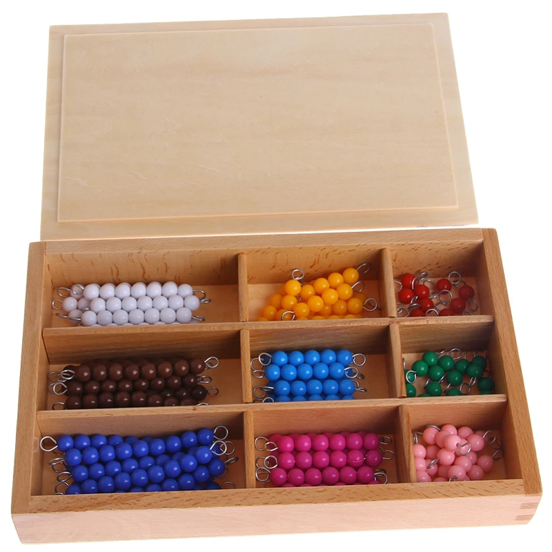 

Montessori Mathematics Material 1-9 Beads Bar in Wooden Box Early Preschool Toy 95AE
