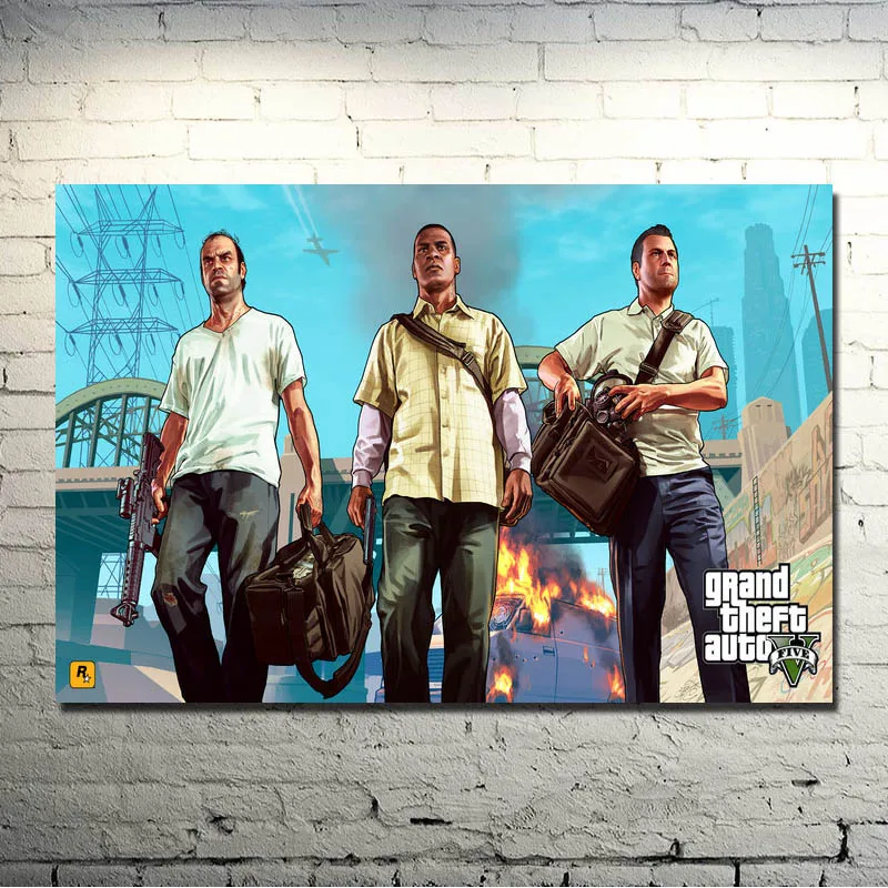 Grand Theft Auto V видеоигры GTA 5 художественная шелковая ткань плакат печать 13x20 32x48 дюймов настенные картины(нажмите, чтобы увидеть больше)-1 - Цвет: click