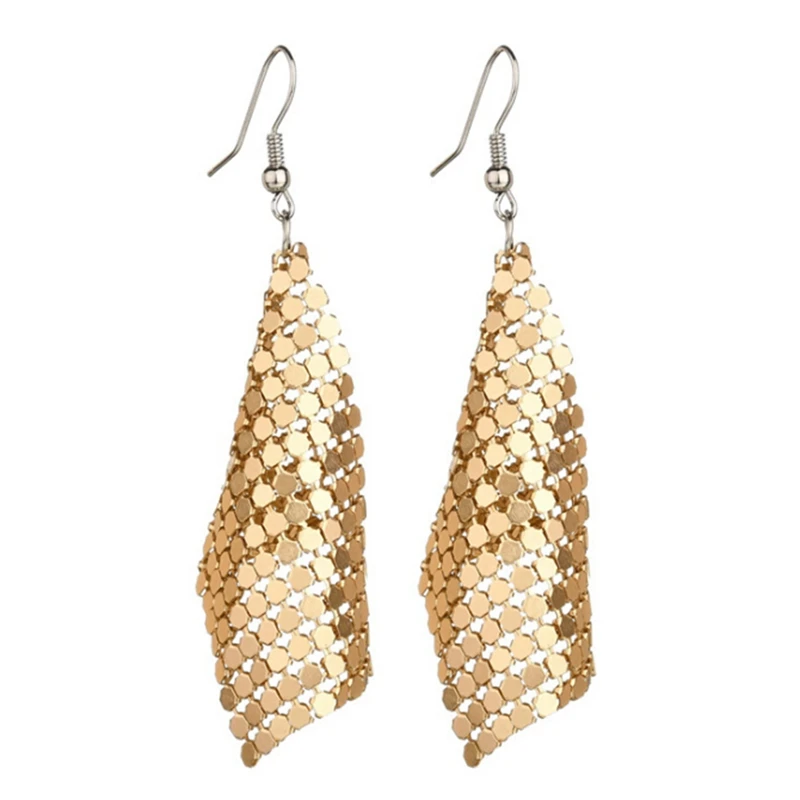 

Hot Exaggerated Metal Sequins Long Drop Earring For Women Tassel Dangle Hook Long Earrings Statement Jewelry Wholesale