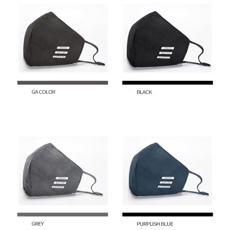 

Korean Creative Unisex Couples Windproof Mouth Mask Three Layers Hip-Hop Stripes Letters Printed Adjustable Cycling Respirator