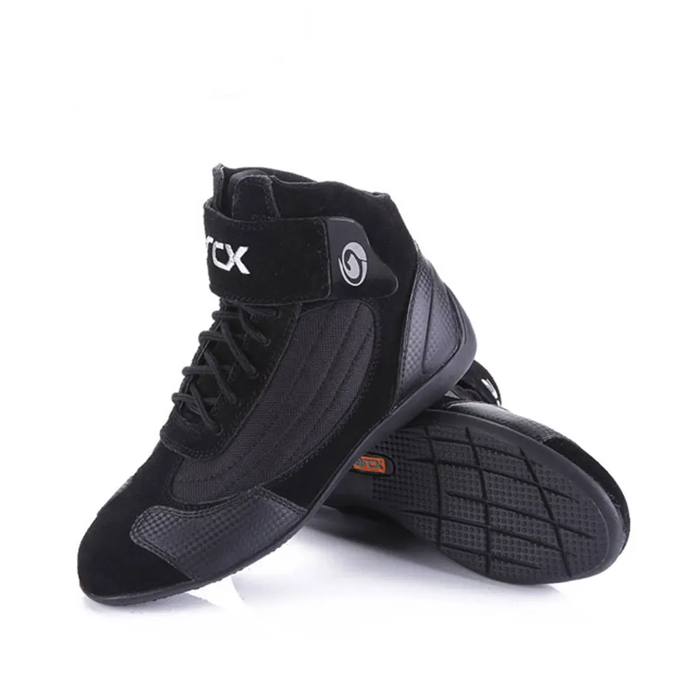 Motocicleta botas Moto botas de montar de cuero genuino de vaca Moto Biker helicóptero Cruiser Touring tobillo zapatos de zapatos