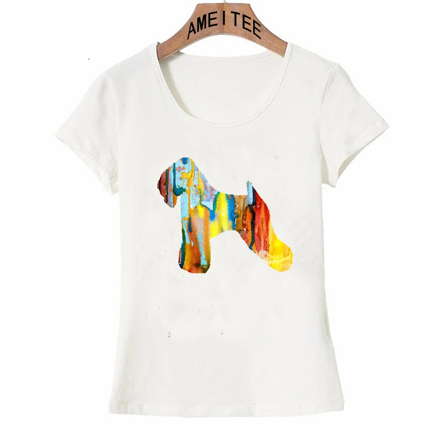 

New Women Simple Style T-shirt Wheaten Terrier Watercolor Print T-Shirt Novelty Tops Summer Short Sleeve Tees