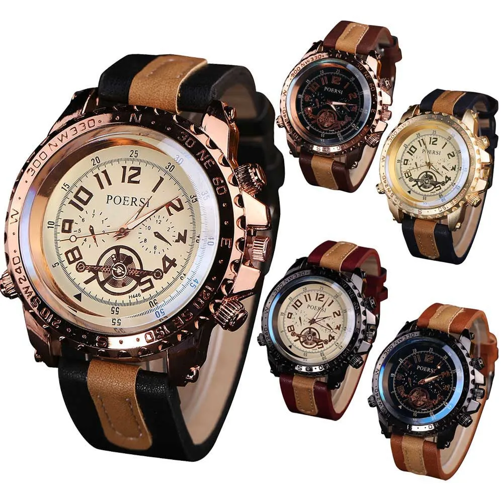 

Mens Watches 5 Colors Top Brand Luxury Retro Analog Quartz Faux Leather Sport Wrist Dress Watch Reloj Hombre Christmas Gift