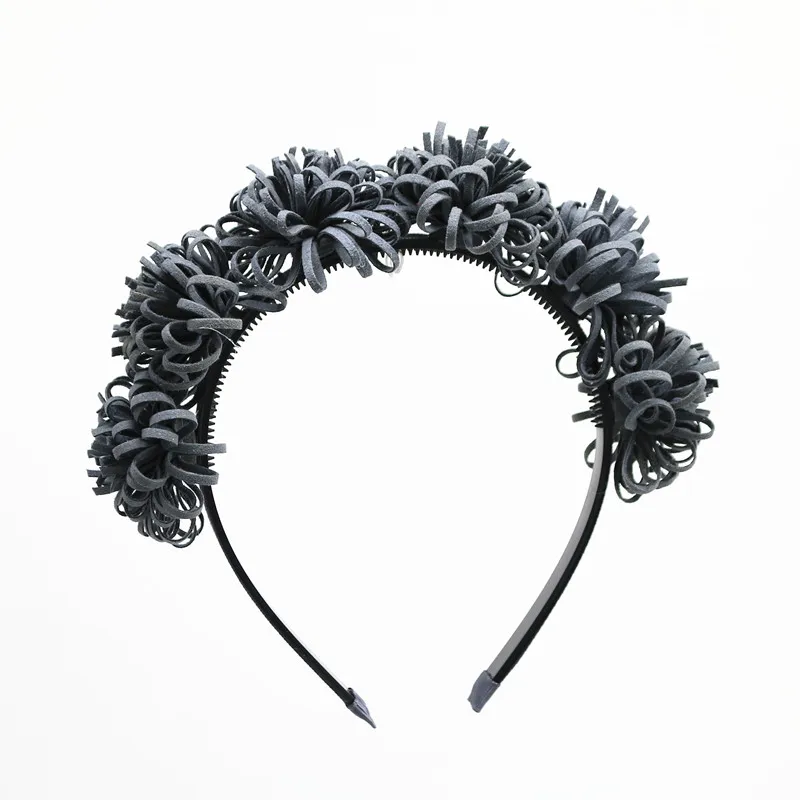 2018 г. модные замшевые tessal цветок полный Глава hairband дети мода аксессуары для волос полосе с коликами зубы