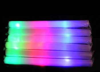 

In Stock 100pcs/lot 4*48cm multi color 3 modes customized logo led foam stick glow baton for party halloween decoration