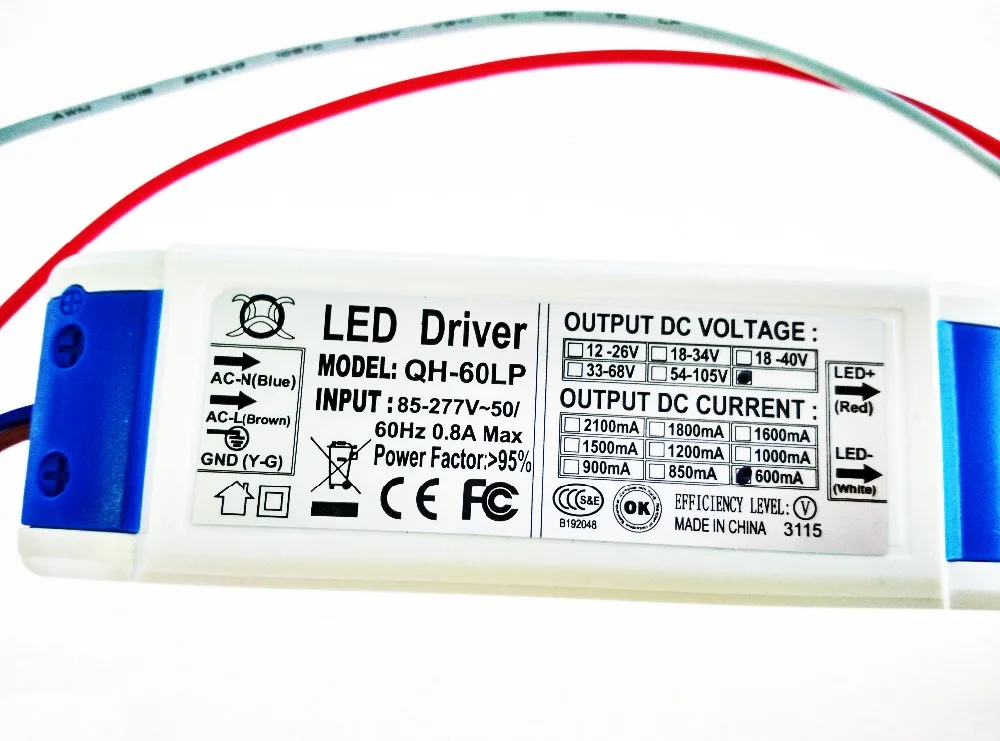 Высокое качество 54 105V 600mA 18 30x3W 90 V 260 освещение для трансформаторов Safy драйвер