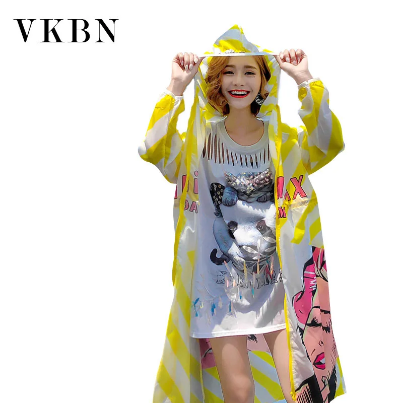 

VKBN Europe 2018 Summer New Pattern Chic Cartoon Printing Easy Sunscreen Clothes Girls Long A Thin Cardigan Loose Coat Tide